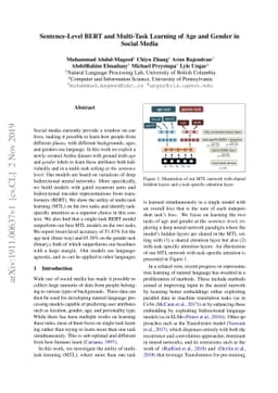 Sentence-Level BERT and Multi-Task Learning of Age and Gender in Social
  Media