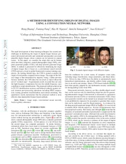 A Method for Identifying Origin of Digital Images Using a Convolution
  Neural Network