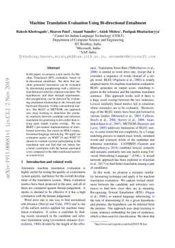 Machine Translation Evaluation using Bi-directional Entailment