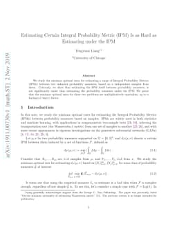 Estimating Certain Integral Probability Metric (IPM) is as Hard as
  Estimating under the IPM