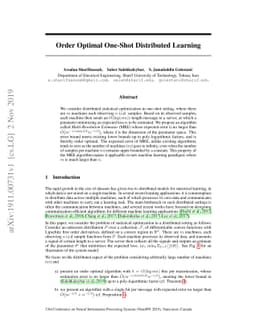 Order Optimal One-Shot Distributed Learning