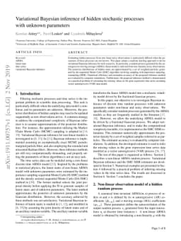 Variational Bayesian inference of hidden stochastic processes with
  unknown parameters