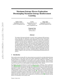 Maximum Entropy Diverse Exploration: Disentangling Maximum Entropy
  Reinforcement Learning