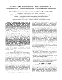 eBrainII: A 3 kW Realtime Custom 3D DRAM integrated ASIC implementation
  of a Biologically Plausible Model of a Human Scale Cortex