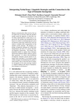 Interpreting Verbal Irony: Linguistic Strategies and the Connection to
  the Type of Semantic Incongruity