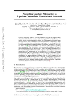 Preventing Gradient Attenuation in Lipschitz Constrained Convolutional
  Networks