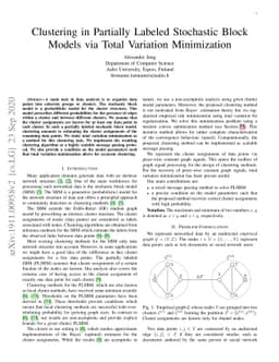 Clustering in Partially Labeled Stochastic Block Models via Total
  Variation Minimization