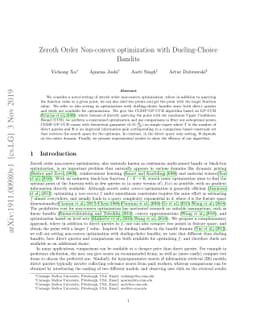 Zeroth Order Non-convex optimization with Dueling-Choice Bandits