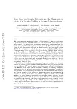 Voice Biometrics Security: Extrapolating False Alarm Rate via
  Hierarchical Bayesian Modeling of Speaker Verification Scores
