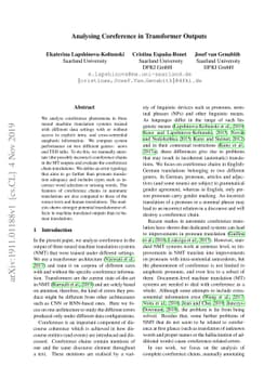 Analysing Coreference in Transformer Outputs