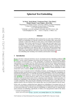 Spherical Text Embedding