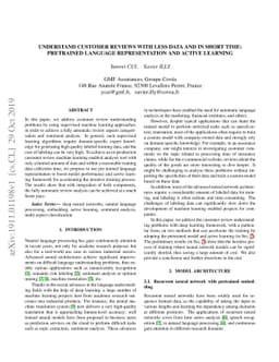 Understand customer reviews with less data and in short time: pretrained
  language representation and active learning
