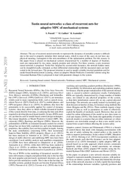 Tustin neural networks: a class of recurrent nets for adaptive MPC of
  mechanical systems