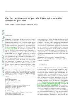 On the performance of particle filters with adaptive number of particles