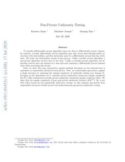 Pan-Private Uniformity Testing