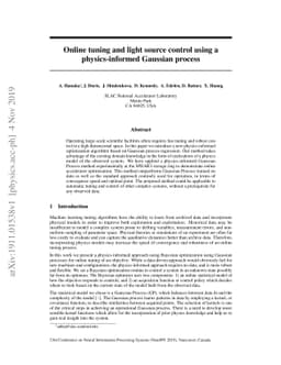 Online tuning and light source control using a physics-informed Gaussian
  process Adi