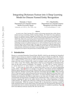Integrating Dictionary Feature into A Deep Learning Model for Disease
  Named Entity Recognition
