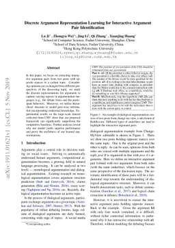 Discrete Argument Representation Learning for Interactive Argument Pair
  Identification