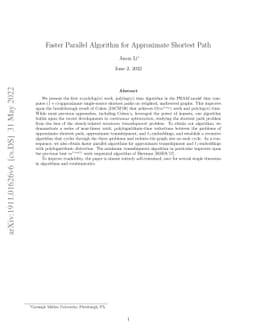 Faster Parallel Algorithm for Approximate Shortest Path