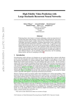 High Fidelity Video Prediction with Large Stochastic Recurrent Neural
  Networks