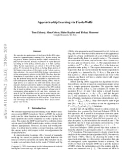 Apprenticeship Learning via Frank-Wolfe