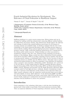 Fourth Industrial Revolution for Development: The Relevance of Cloud
  Federation in Healthcare Support