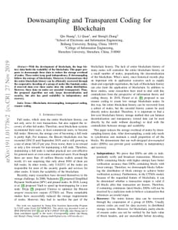 Downsampling and Transparent Coding for Blockchain