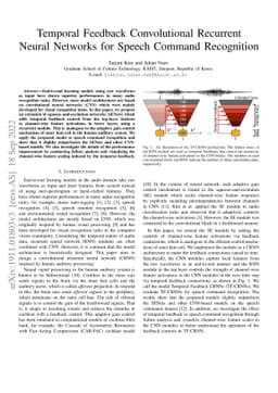 Temporal Feedback Convolutional Recurrent Neural Networks for Speech
  Command Recognition