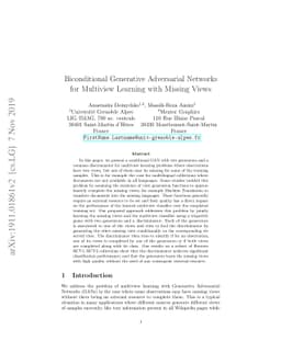 Biconditional Generative Adversarial Networks for Multiview Learning
  with Missing Views