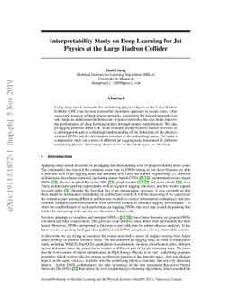 Interpretability Study on Deep Learning for Jet Physics at the Large
  Hadron Collider