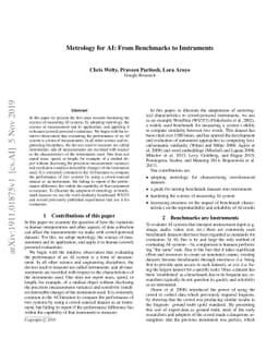 Metrology for AI: From Benchmarks to Instruments