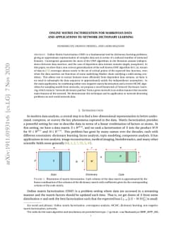 Online matrix factorization for Markovian data and applications to
  Network Dictionary Learning