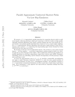 Parallel Approximate Undirected Shortest Paths Via Low Hop Emulators