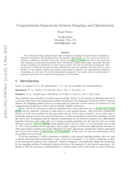 Computational Separations between Sampling and Optimization