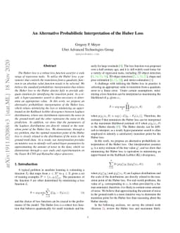 An Alternative Probabilistic Interpretation of the Huber Loss