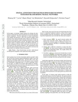 Spatial Attention for Far-field Speech Recognition with Deep Beamforming
  Neural Networks