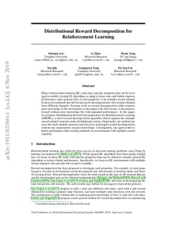 Distributional Reward Decomposition for Reinforcement Learning