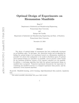 Optimal Design of Experiments on Riemannian Manifolds