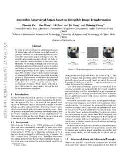 Reversible Adversarial Attack based on Reversible Image Transformation
