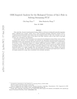 ODE-Inspired Analysis for the Biological Version of Oja's Rule in
  Solving Streaming PCA