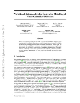 Variational Autoencoders for Generative Modelling of Water Cherenkov
  Detectors