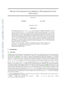 Weak convergence of empirical Wasserstein type distances