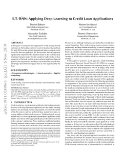 E.T.-RNN: Applying Deep Learning to Credit Loan Applications
