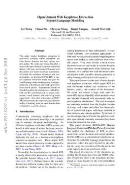 Open Domain Web Keyphrase Extraction Beyond Language Modeling