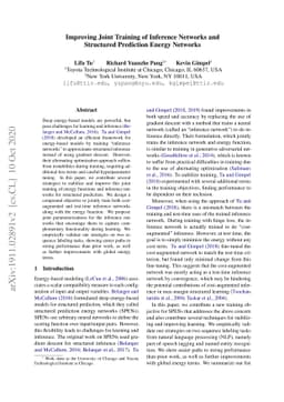 Improving Joint Training of Inference Networks and Structured Prediction
  Energy Networks