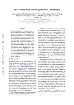 Blockwise Self-Attention for Long Document Understanding