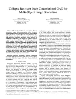 Collapse Resistant Deep Convolutional GAN for Multi-Object Image
  Generation
