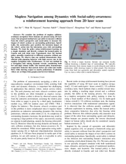 Mapless Navigation among Dynamics with Social-safety-awareness: a
  reinforcement learning approach from 2D laser scans