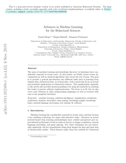 Advances in Machine Learning for the Behavioral Sciences