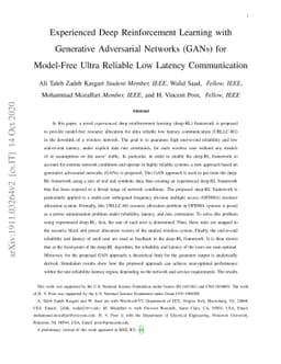 Experienced Deep Reinforcement Learning with Generative Adversarial
  Networks (GANs) for Model-Free Ultra Reliable Low Latency Communication